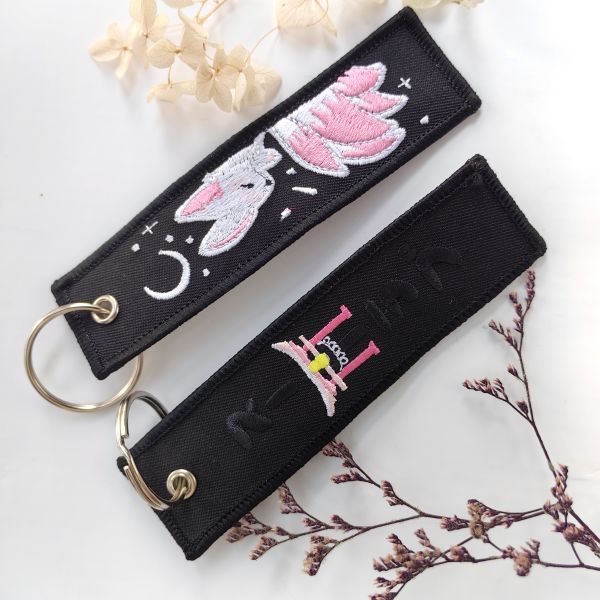 Fox Fashion Trinkets Chaîne de clés brodée à double face Anneau métallique Chaîne de clés de moto Accessoires de chaîne de clés