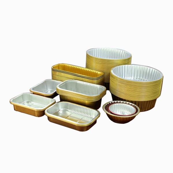 Pulp Moulding Process Rectangular Aluminum Foil Food Container with Colorful Design