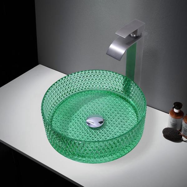 Modern 1 Hole Glass Wash Basin With Mounting Hardware Bathroom Sink Vessel