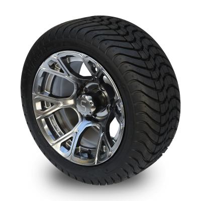 Golf Cart 215/35-12 Tyre and 12 Highlighting Gloss Black/Dark Silver Wheel Combo