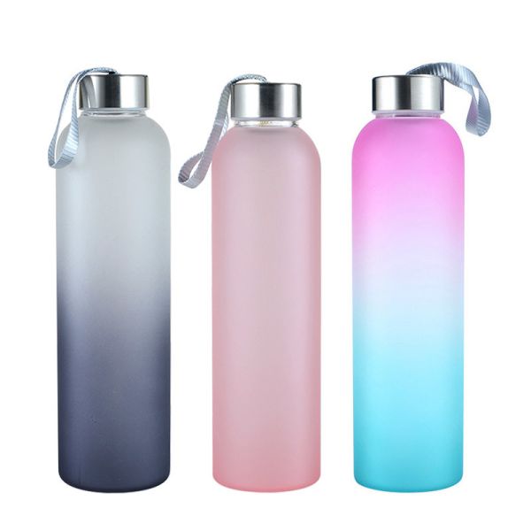 Botellas de agua de vidrio a prueba de fugas de 18 oz.