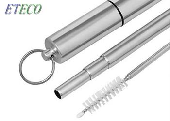 Adjustable Telescopic Flexible Stainless Steel Straws 10mm Diameter For Bar Drinking