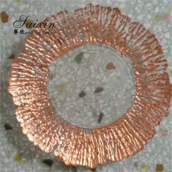 Plaque de recharge en verre à bord en or Plaque de recharge transparente Pour les restaurants 32cm/27cm/21cm