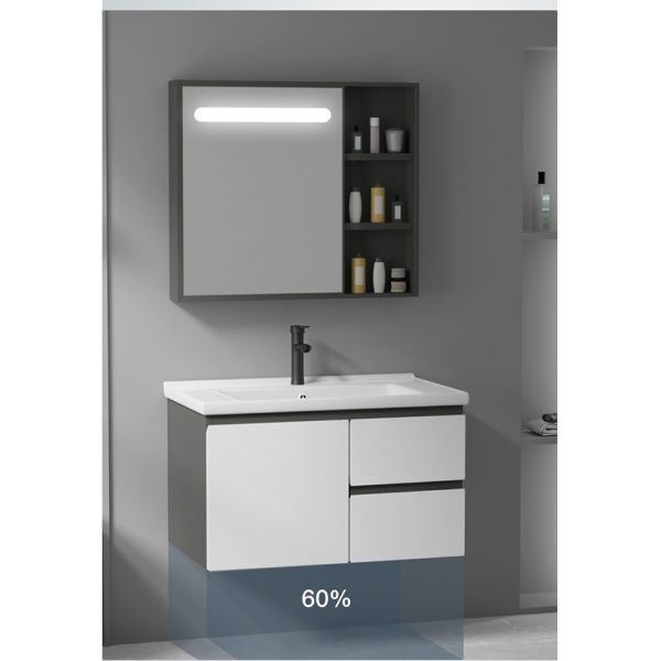 Luxury Floating Bathroom Vanity Supplier Mirror Cabinet Modern Matte White Wall Mounted Bathroom Vanity Set