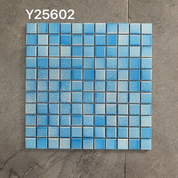 25X25mm Sandblasting Swimming Pool Ceramic Mixed Mosaic Pool Tile