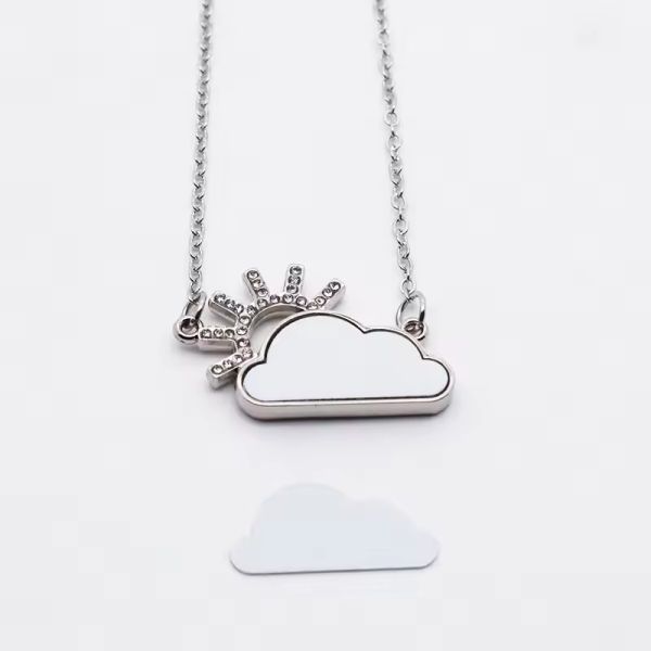 DIY Printing Silver Blank Sublimation Cloud Photo Necklace For Valentine'S Day Gifts Custom Picture Necklace