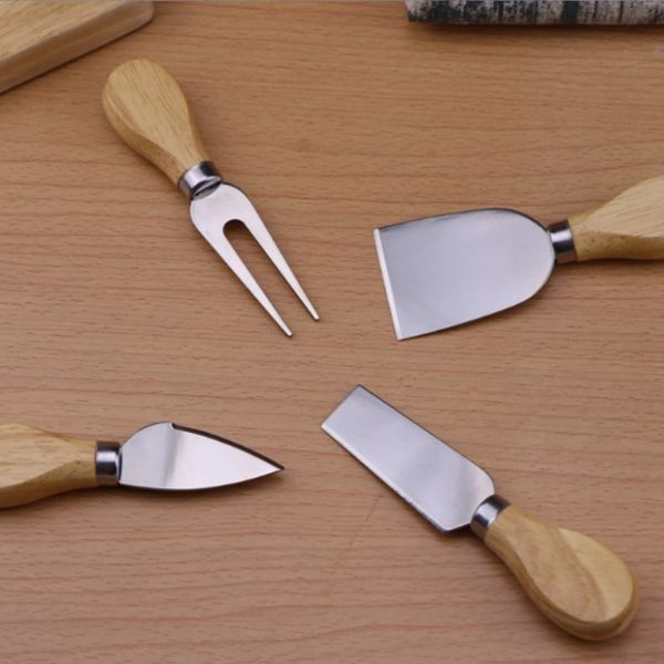 ножи сыра 4pcs 6pcs установили с деревянной нержавеющей сталью ручки