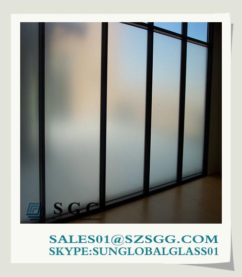 3mm-19mm opaque window acid etched glass