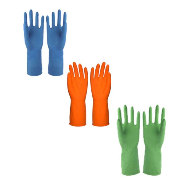 Long Cuff Cotton Spray Flocklined 300mm Household Cleaning Gloves