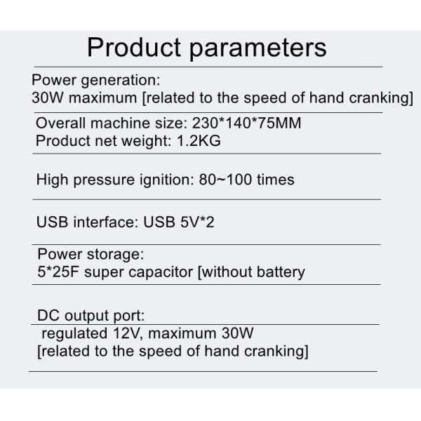 DC12V 30W Hand Crank Generator Mobile Phone Charger Outdoor Portable Power Supply Junction Box Batter-free