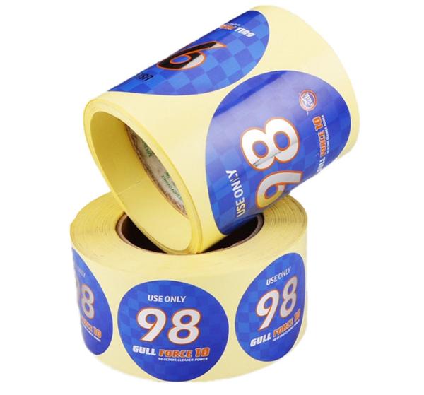 Printing manufacturer supplying custom logo silver PET PE vinyl round label rolls