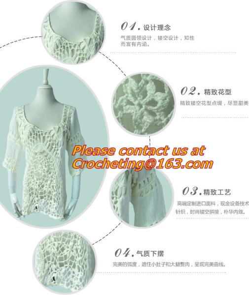 Fashion Cotton Women, Sweet Self-cultivation, Candy Color Back-Hollow Crochet, Knit Blouse