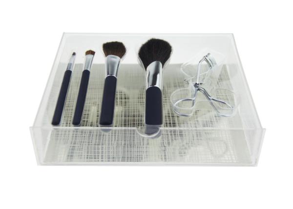 Cruelty Free Travel Makeup Brush Set With Cement Handle Siver Aluminum