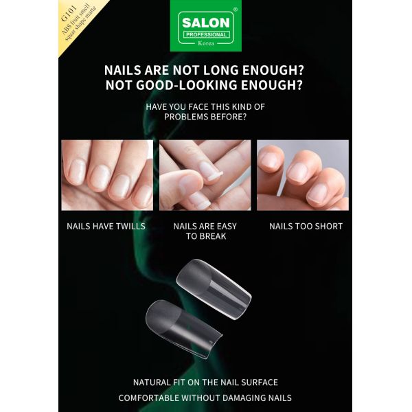 500PCS Acrylic Nail Tips Extra Long C Curve Acrylic Extension False Nails Full Cover 12 Sizes Square Shape Fake Nails