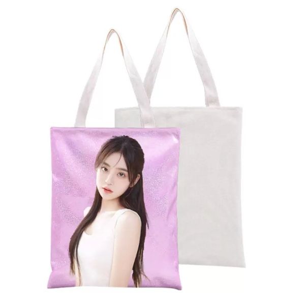 Bolsas de mano personalizables de sublimación de lona coloridas, bolsas de compras de transferencia de calor a la moda para publicidad