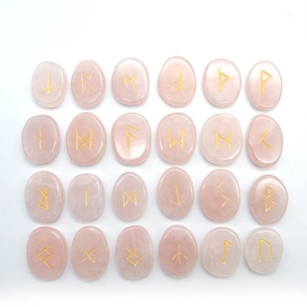 2024 Trend Products Rose Quartz Crystal Divination Runes Stone Sets for Divination Games Eye-Catching and Functional