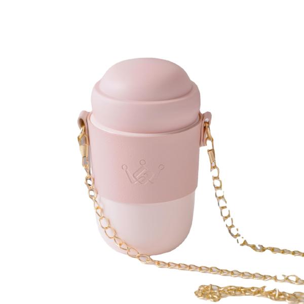 Bouteilles d'eau en céramique avec chaînes dorées et logos de couronne – Design compact et coloré pour une hydratation nomade et un style pratique