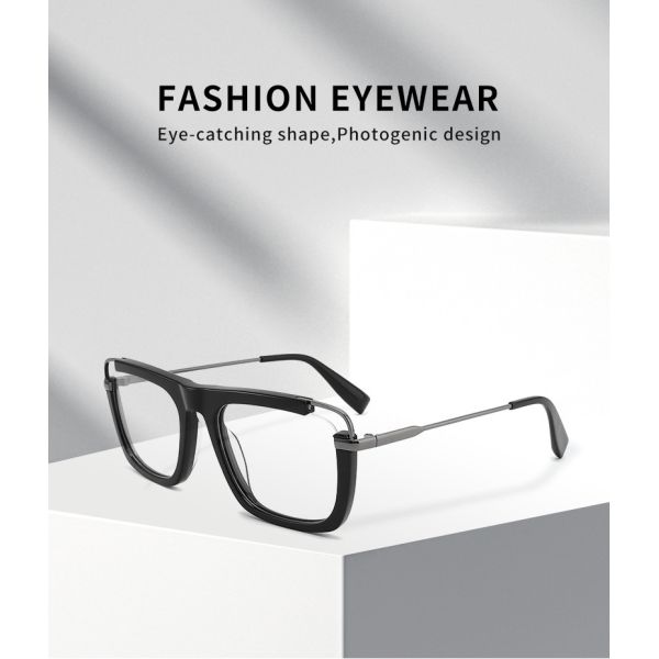 Рамки Очки Unisex квадратных стекел металла ацетата плоские верхние большие