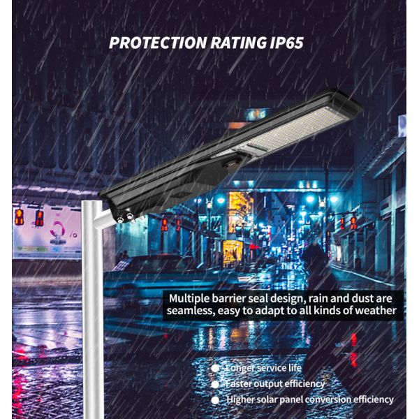 Lumière de rue IP65 extérieure étanche à l'eau Lumière solaire 400w intégrée tout en un LED Lumière de rue solaire Batterie affichable