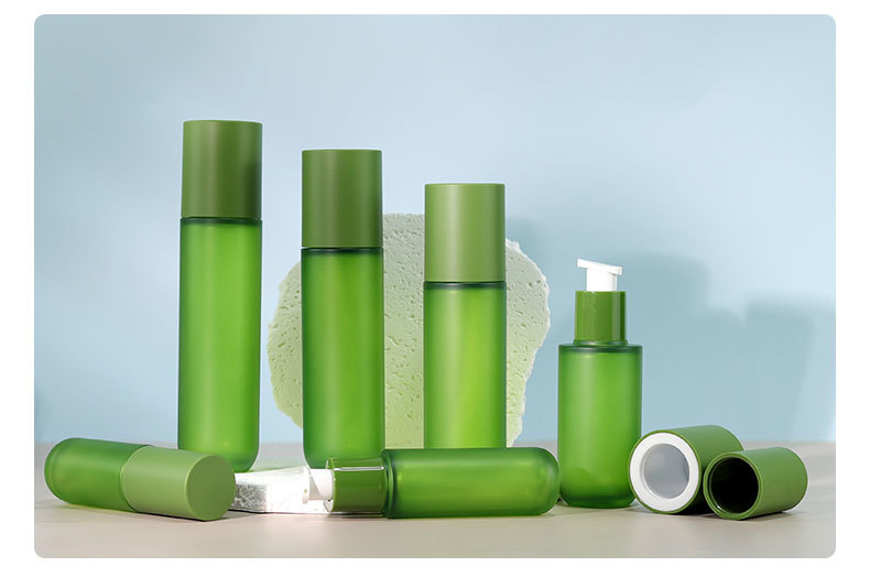JUNJIE Cosmetique Frosted Green Cosmetic Lotion Body Mist Spray Bottle 30ml/120ml/150ml Customizable PETG
