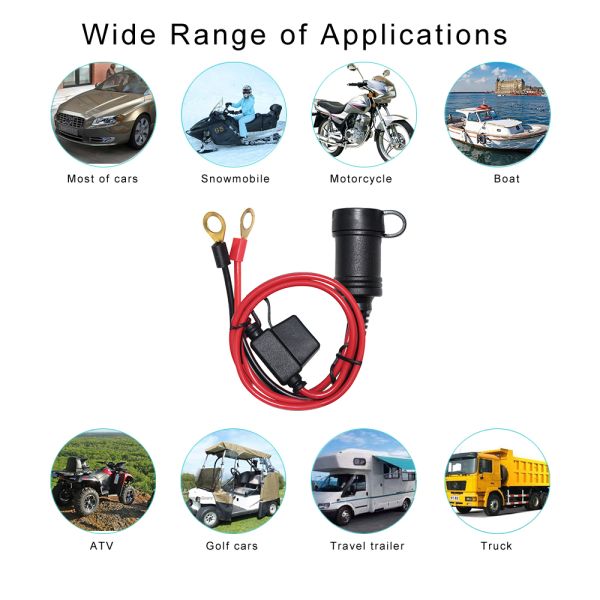 Conexão do isqueiro feminino para o cabo de extensão da bateria do terminal do anel O