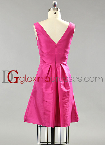 2013 A-line v-neck pleated short taffeta pink bridesmaids dresses BMGD3030