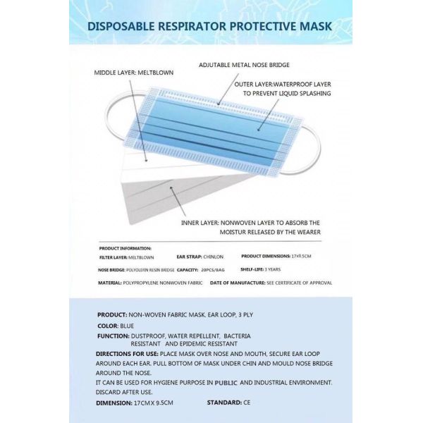 Kn95 Ffp3 N95 Ffp2 Face Mask Protective Earloop Respirator CE FDA Approved