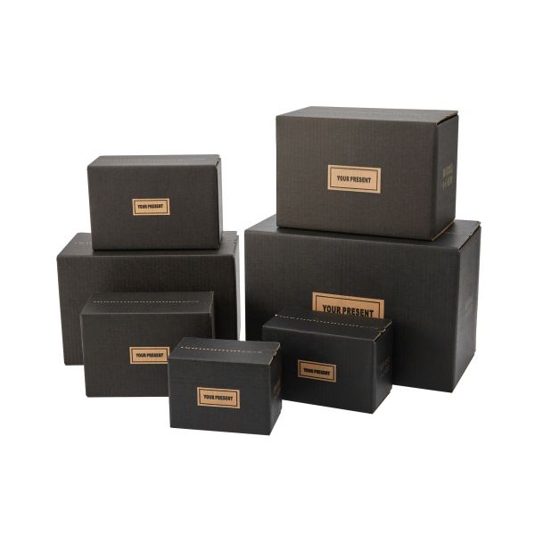 Corrugated Packaging Black Zipper Style Cardboard Boxes Easy Tear Ship Packaging For Cosmetics