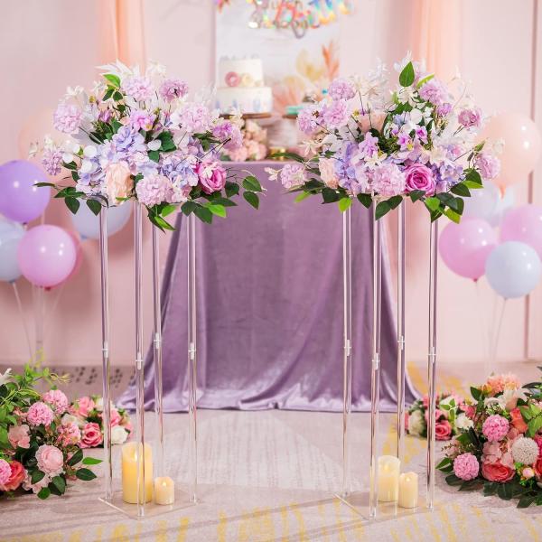 Square Clear Crystal Acrylic Flower Stand Wedding Centerpiece For Table Decor