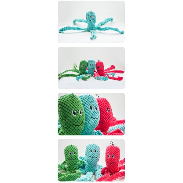 16 Inch Squeaky Octopus Dog Toy Red / Blue / Green Stuffed Octopus Dog Toy