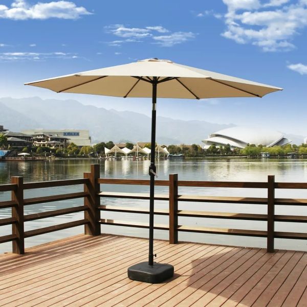 Leisure Modern Style Steel Made Beach Umbrella with Hand Crank and Waterproof Fabric
