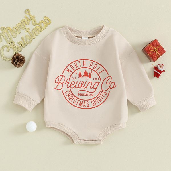 1 Pcs Custom Tag Christmas Cotton Romper Spring Autumn Newborn Infant Toddler Boys Girls Clothing Long Sleeve baby Cloth