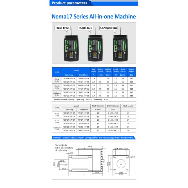 Lichuan Open Loop Integrated Stepper Motors Driver 0.4N.m 2Phase Nema17 24V 2.5A