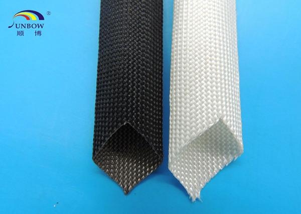 400 - 600 degree Uncoated Fiberglass Sleeving Black / White Good Strength
