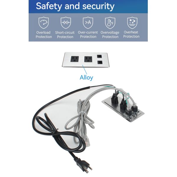 Desktop Recessed Power Strip Conference Table Outlet Hub Embedded Connectivity Box