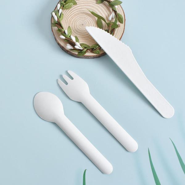Biodegradable Disposable Paper Cutlery Paper Knife Fork & Spoon For Restaurant , Party