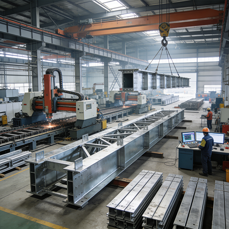 Prefabricated Commercial Steel Frame Building Wind Resistant For Warehouses