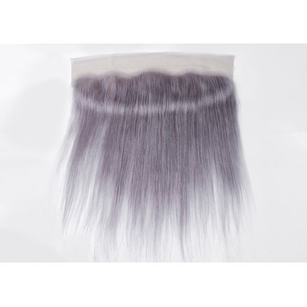 Purple Grey Human Hair Lace Frontal Straight Pre - Plucked Lace No Chemical