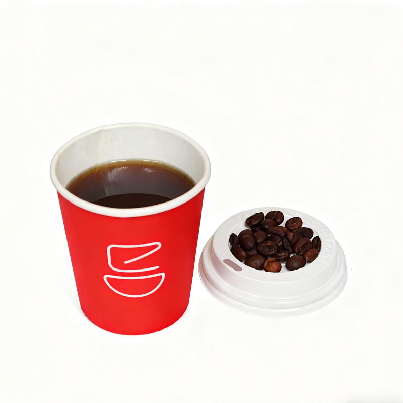 Custom Logo Eco-Friendly Water-Based Coating Double Wall Coffee Paper Cup with Lid