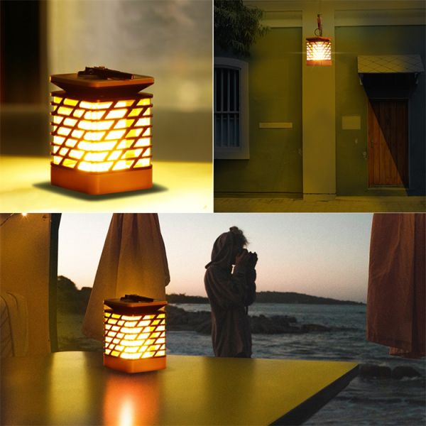 Outdoor Hanging LED Solar Flame Lights Decorative Party For Garden Landscape