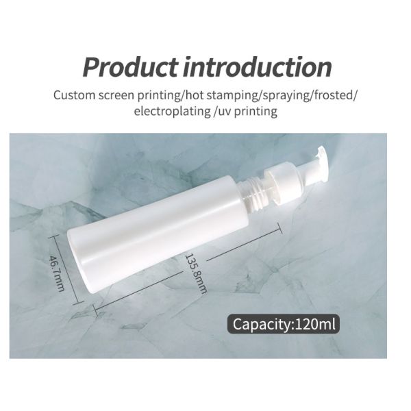 120ml Popular Shinny White Foam Pump Bottle Plastic PET Face Cleanser Refillable Bottle Set Liquid Lotion Cream Pump Bottle