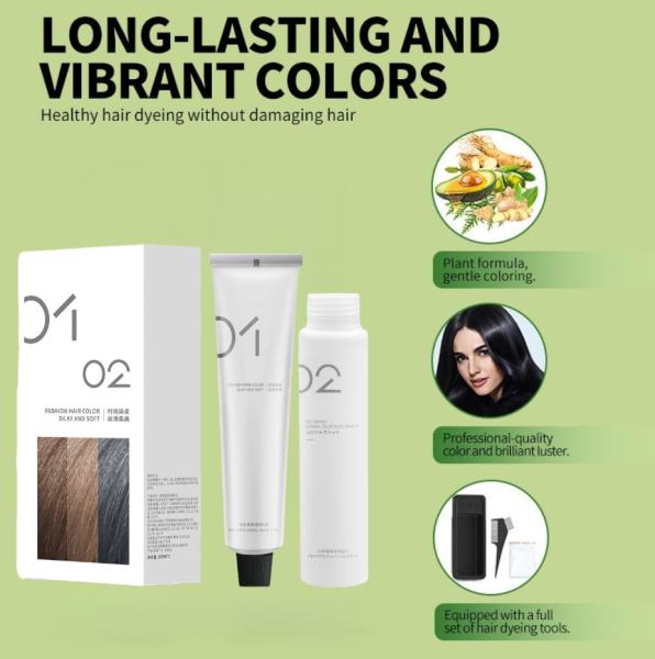 OEM Home Hair Dye Cream Kit Raw Material Ammonia Free with Oxidant Cream Permanent Hair Dye