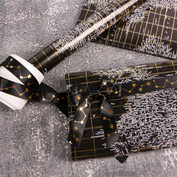 Christmas Box Decoration Black Wrapping Paper Roll with Wood Pulp and Party Packaging