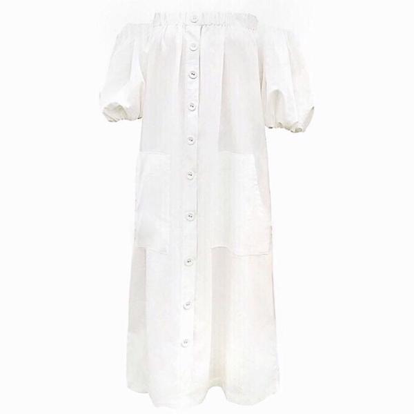 Cotton Linen Fabric Womens Vacation Dresses , Off Shoulder Tube Dress