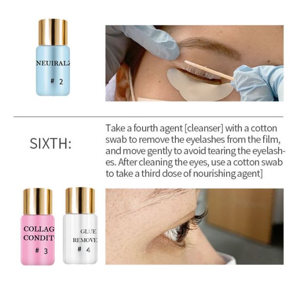 Cil permanent de cil de kit en gros bon marché d'ascenseur se courbant avec des outils de colle et de décapant de Rods pour le salon de beauté ou privé