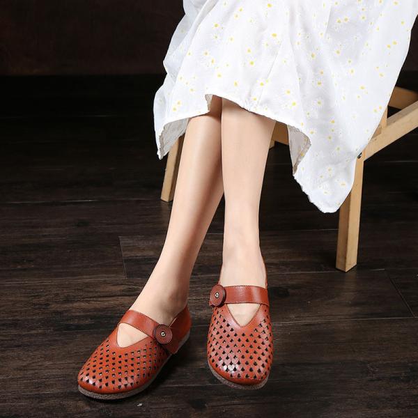 S315 Hole Shoes Cool And Breathable Sandals Female One-Word Button Velcro Shoes Female Summer Models