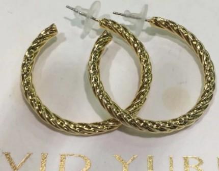 (E-70)Women's Jewelry Gold Plated Twist Cable Hoop Earrings for Women Gift