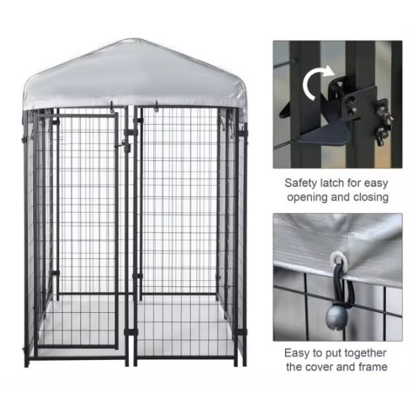 1.5х2М Покрытая порошком черная металлическая собачья питомница, сварная проволока