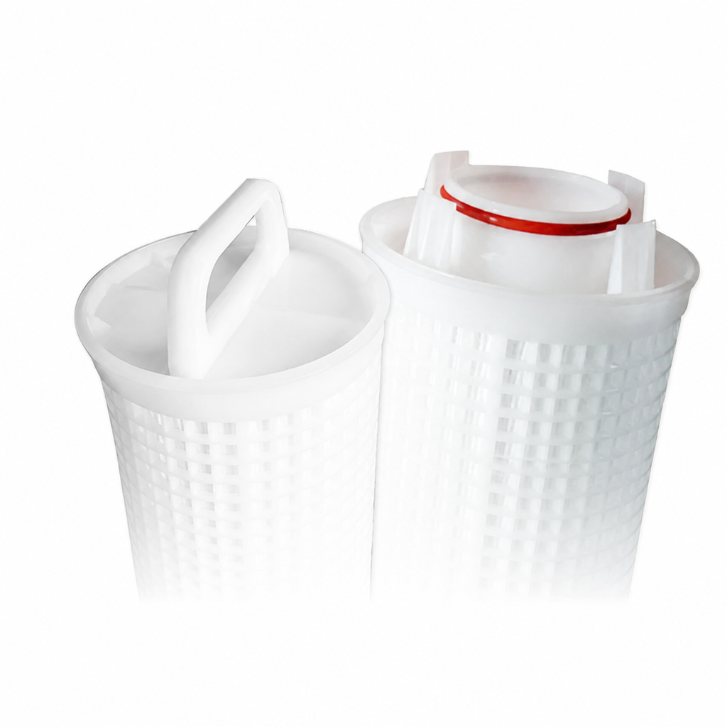 Glass Fiber Reinforced Polypropylene End Cap Polypropylene Pleated High Flow Filter Cartridge 6 Inch Diameter High Surface Area Industrial RO Pre Filtration Unit