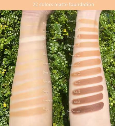 Les nouveaux produits cosmétiques de marque privée fondation durable couverture complète mate 22 couleurs maquillage fondation liquide